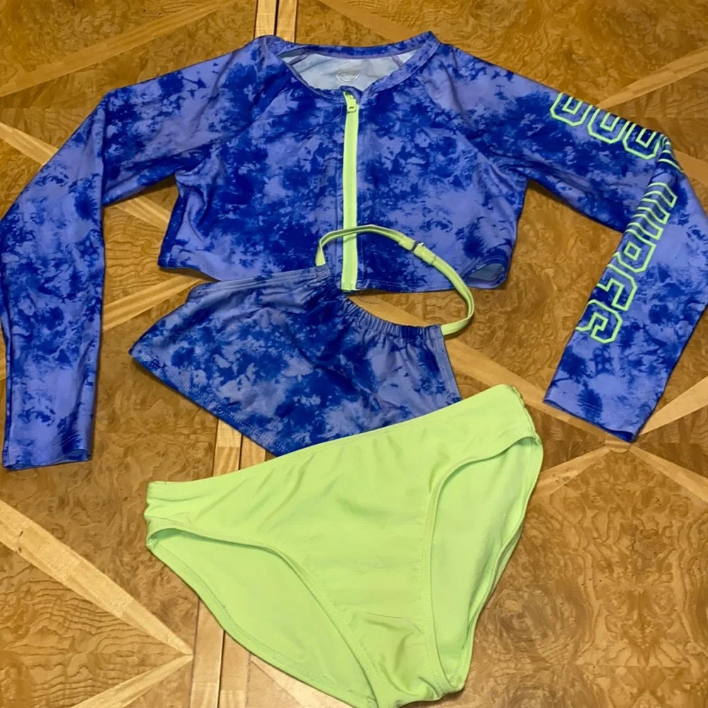 Wonder Nation Girls 3 Piece Swim Set size 10-12 - Picture 1 of 6